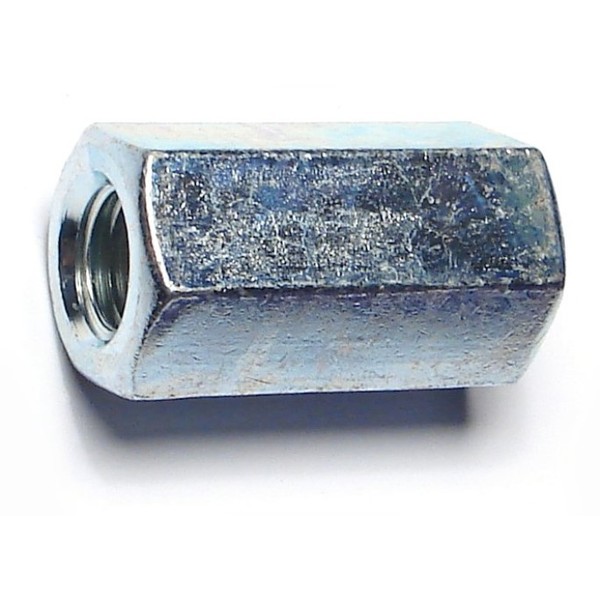 Midwest Fastener Coupling Nut, M16-2.00, Steel, Zinc Plated, 24 mm Lg, 4 PK 78527